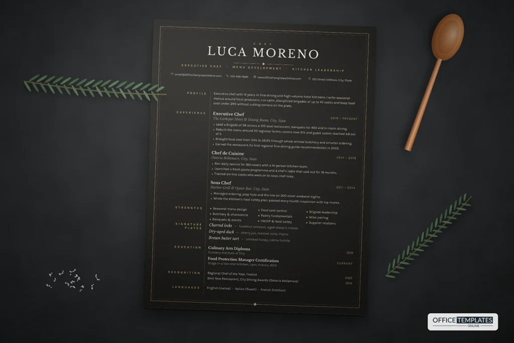 Executive Chef Resume Template