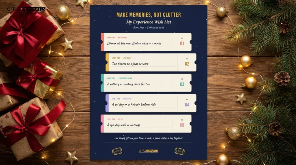 Experience Gifts Christmas Wish List