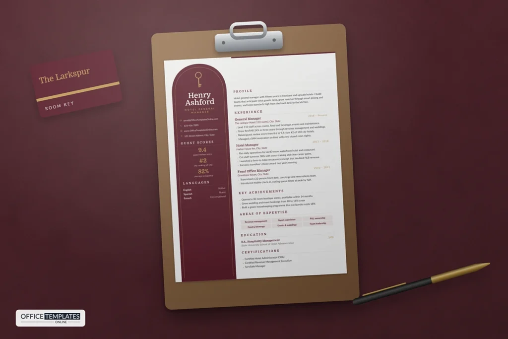 Hotel Manager Resume Template