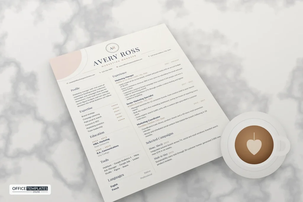 Marketing Manager Resume Template