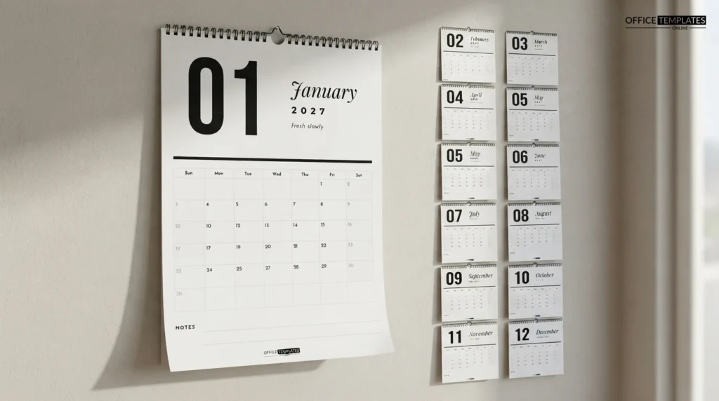 Minimal Monochrome Wall Calendar