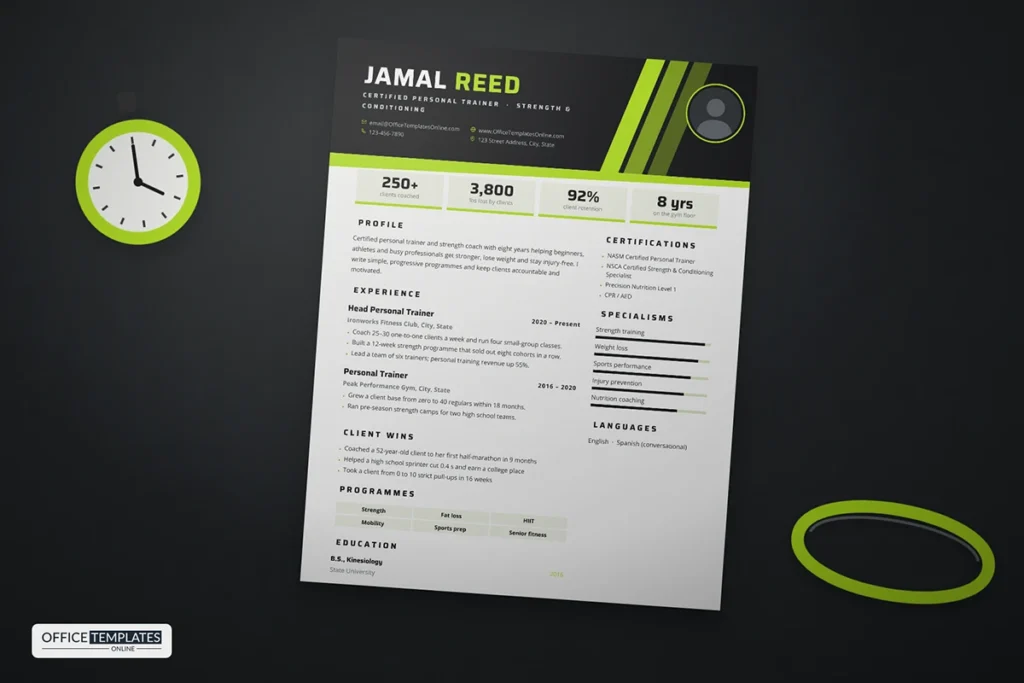 Personal Trainer Resume Template