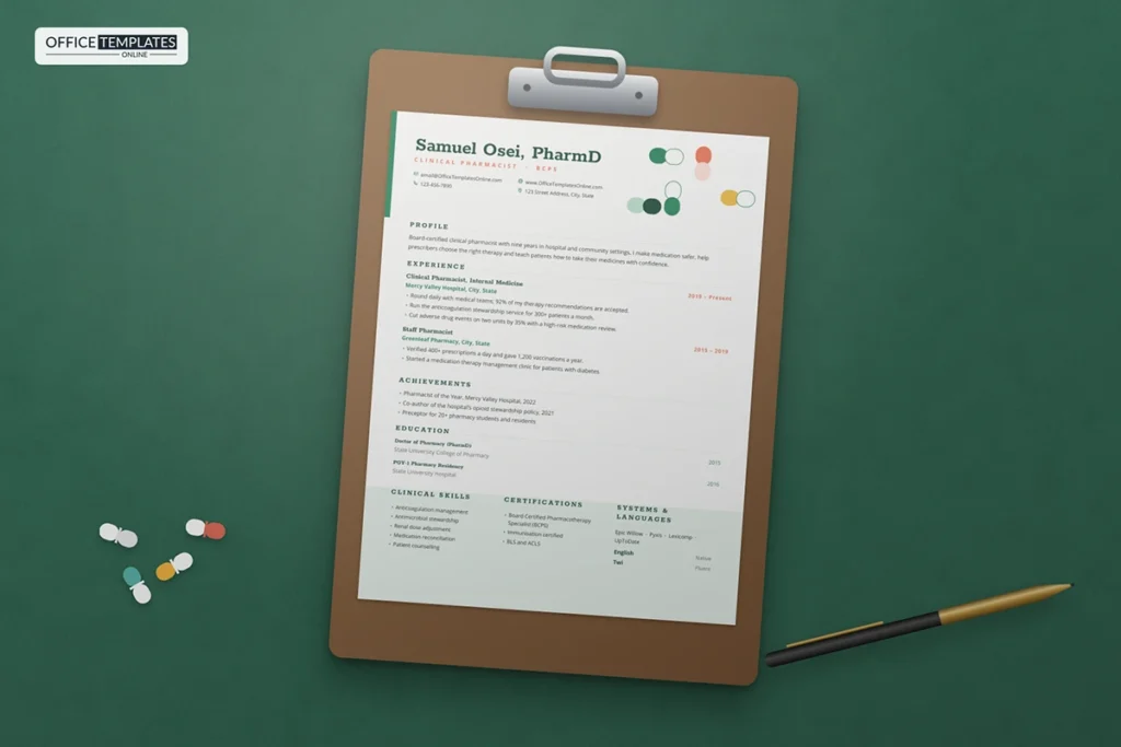 Pharmacist Resume Template