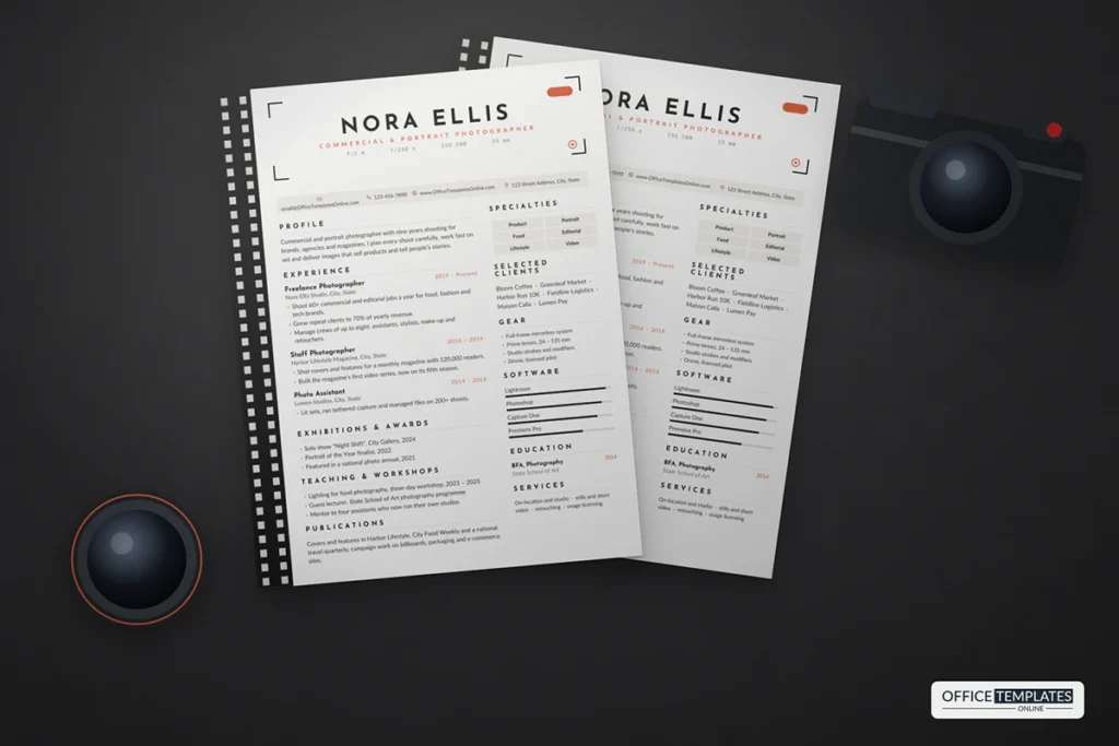 Photographer Resume Template
