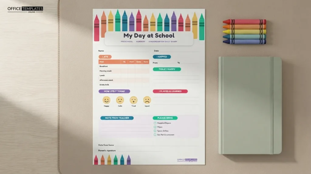 Preschool Daily Diary Template Preview
