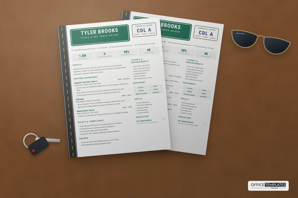 Truck Driver Resume Template