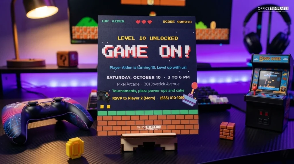 Video Game Birthday Party Invitation