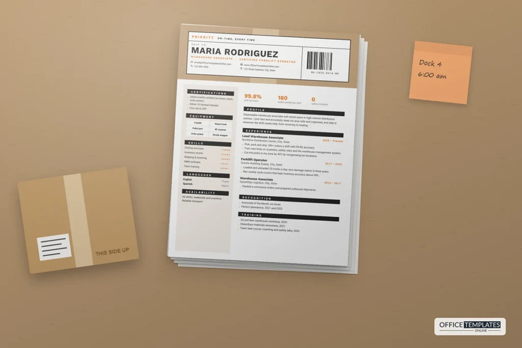 Warehouse Associate Resume Template