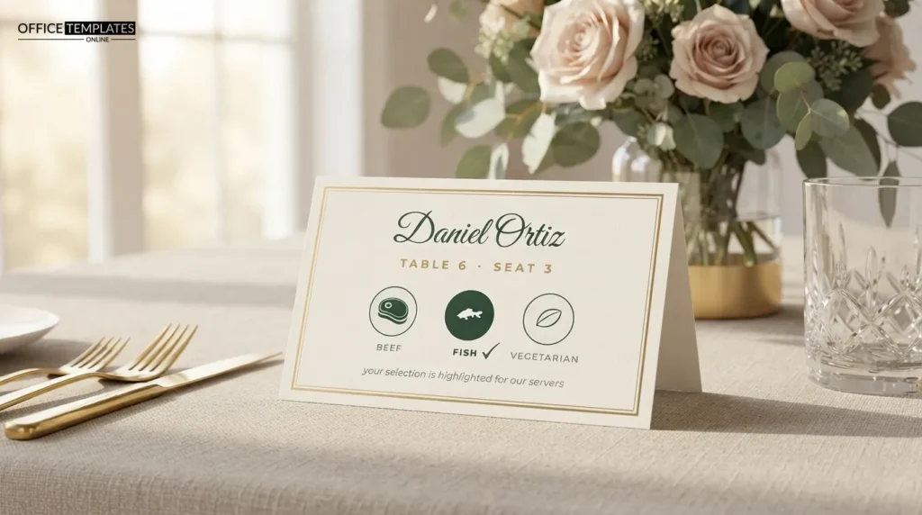 Wedding Meal Choice Place Card