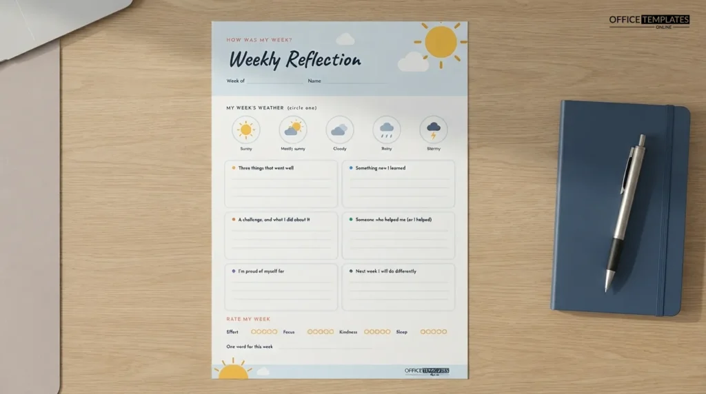 Weekly Reflection Template Preview