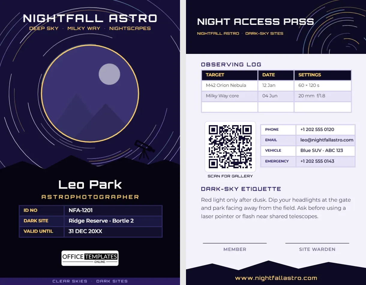 Astrophotographer ID Card – Star Trails Night Sky Badge