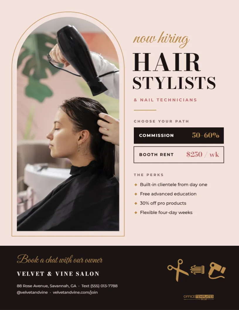 Hair Salon Hiring Flyer – Stylists & Nail Technicians Wanted