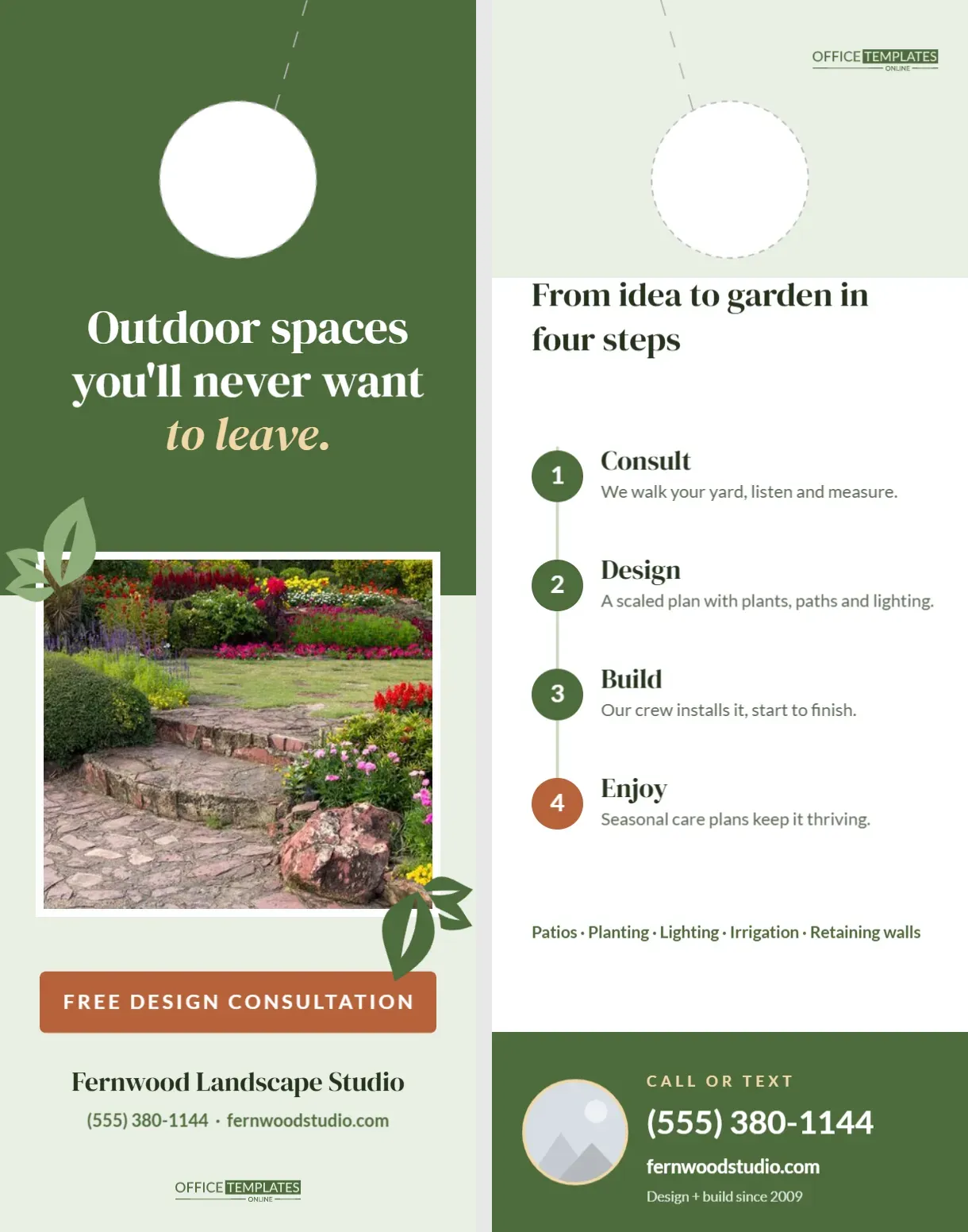 Landscape Design Door Hanger with Garden Photo Window and 4-Step Process