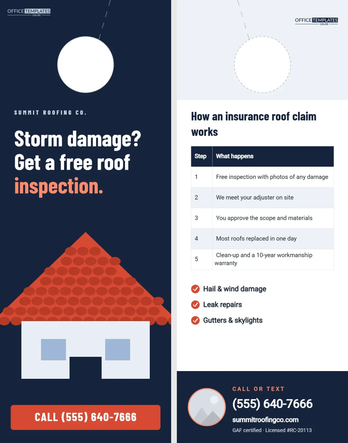 Roofing Door Hanger for Storm Damage with Free Inspection Offer
