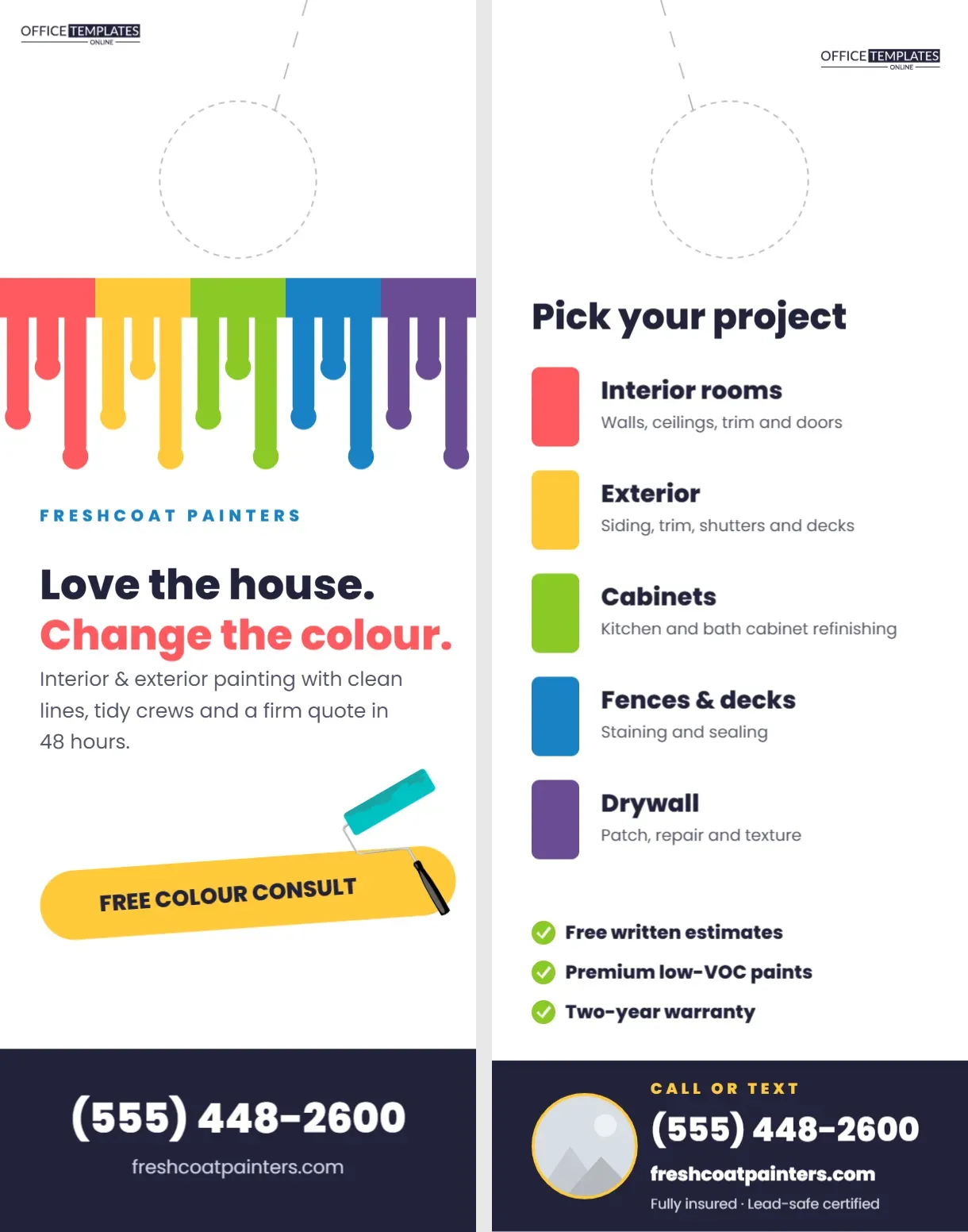 House Painting Door Hanger with Rainbow Paint Drips