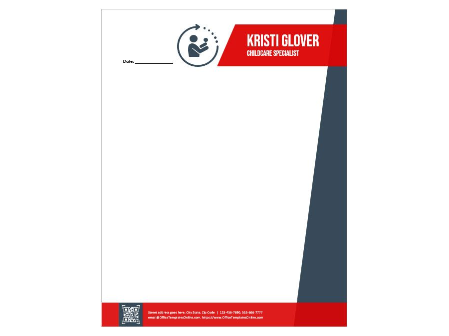 Download Childcare Specialist Personal Letterhead Design for MS Word