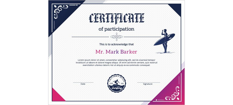 Download Certificate of Sports Participation Template