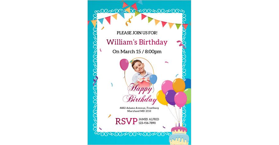 Download Invitation Card Template for Son's Birthday