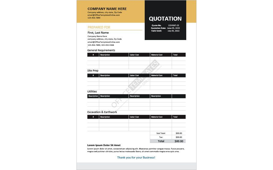 Construction Quotation Template