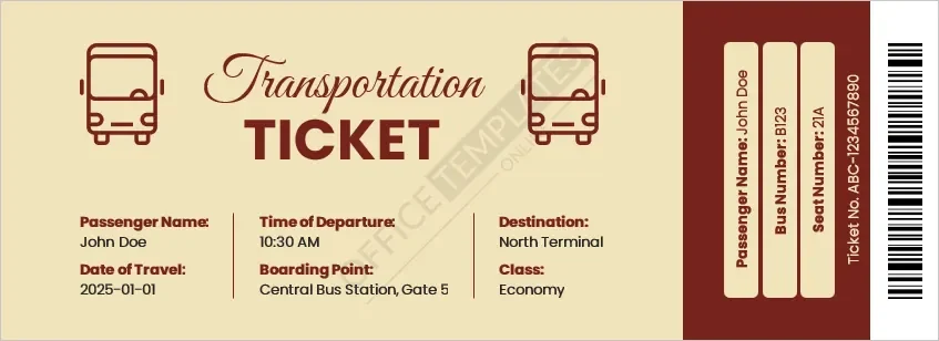 Transportation Ticket Template