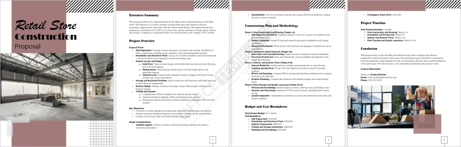 Retail Store Construction Proposal Template