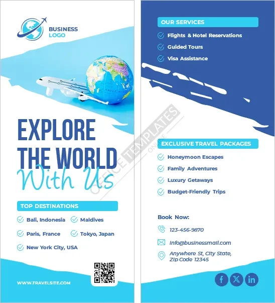 Travel and Tourism Packages Rack Card Template