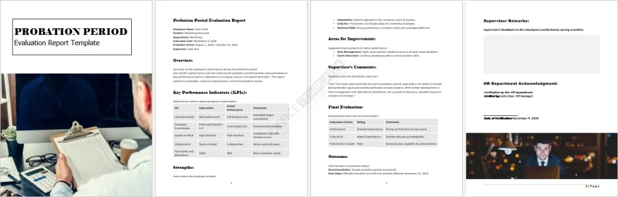 Probation Period Evaluation Report Template