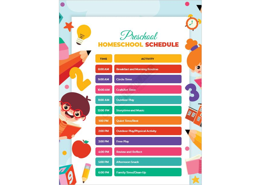 Preschool Homeschool Schedule Template