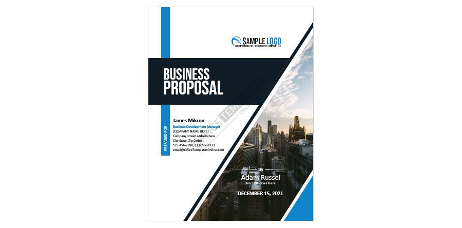 Download Cover Page Design for Business Proposal in MS Word