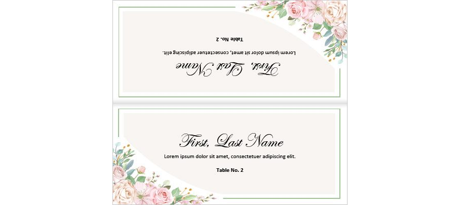 Download Wedding Place Card Template for MS Word