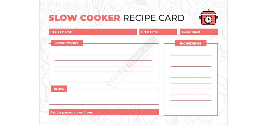Slow Cooker Recipe Card Template