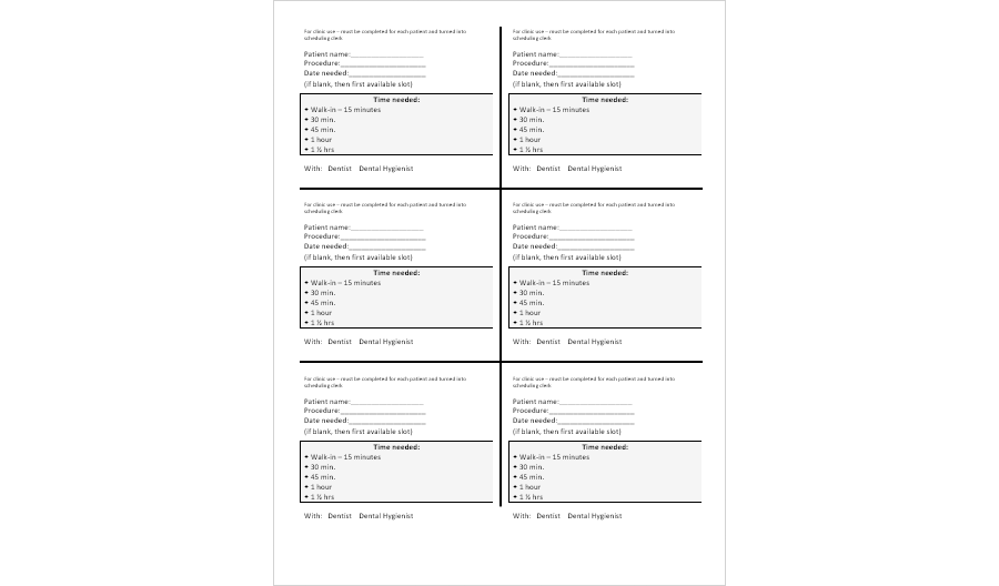Appointment Slip Template