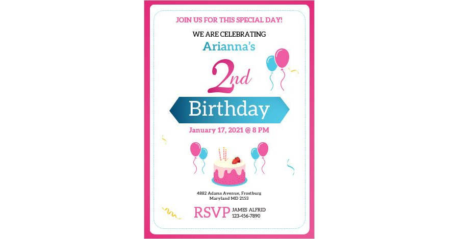 Download Birthday Invitation Card for Baby in MS Word
