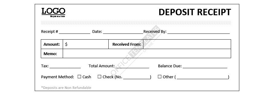 Download MS Word Deposit Receipt Format