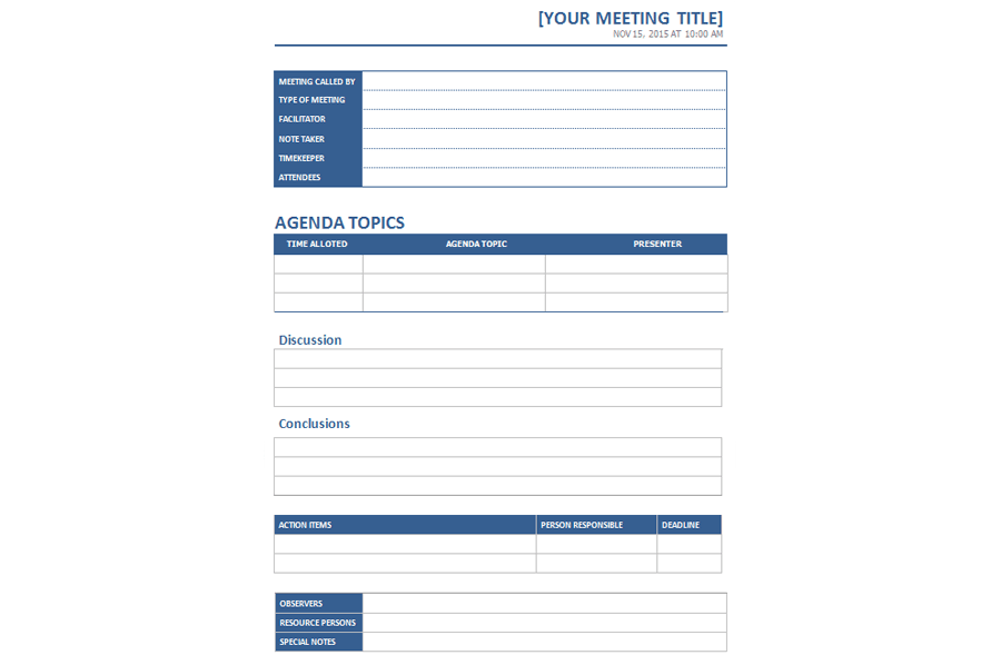 Download MS Word Meeting Minutes Template