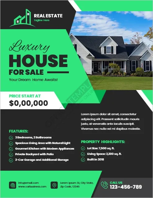 Real Estate Property for Sale Flyer Template