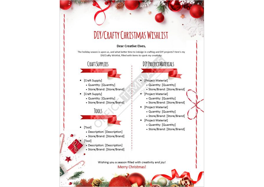 DIY/Crafty Christmas Wishlist Template