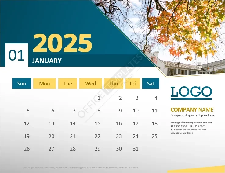 Download beautifully designed MS Word Month Calendar template for 2025