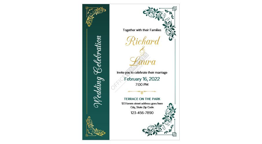 Download Wedding Celebration Invitation format for MS Word