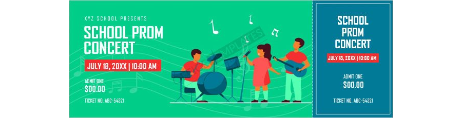 School Concert Ticket Template in MS Word