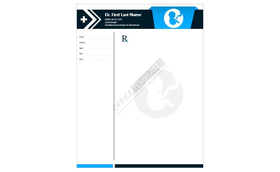 Gynecologist Prescription Pad/Letterhead Design in MS Word