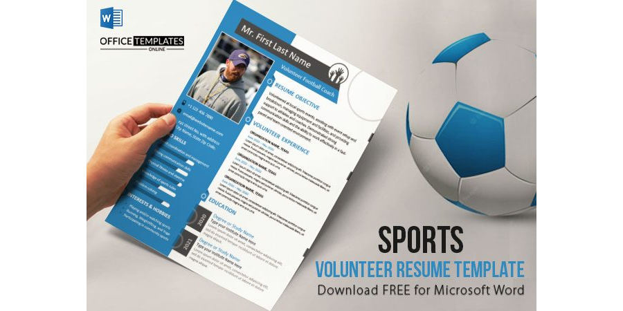 Sports Volunteer Resume Template in MS Word format