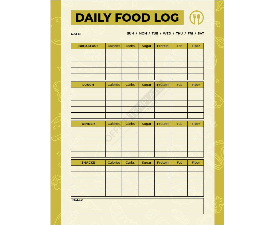 Daily Food Log Template