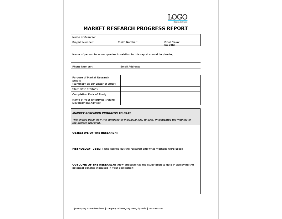 Market Research Progress Report Template
