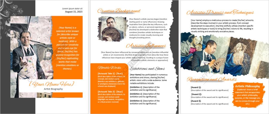 Three-Page Artist Biography Template: Unleash Your Creative Journey