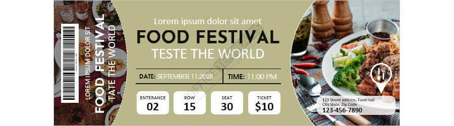 Food Festival Ticket Template in MS Word - Design 10