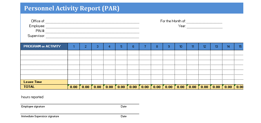Download Personal Activity Report (PAR)