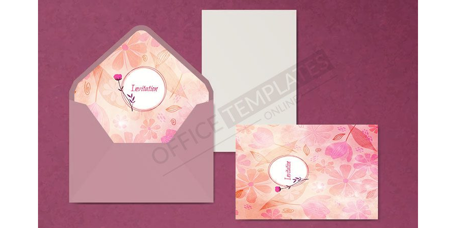 Pink Floral Wedding Envelope Template in MS Word