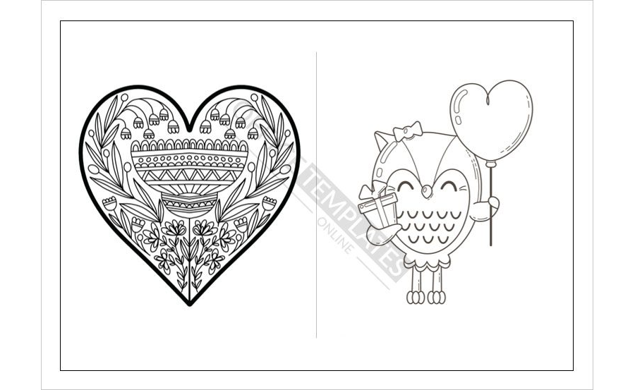 Easter Egg With a Heart Design Coloring Page Template
