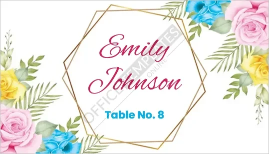 Floral Border Place Card Template